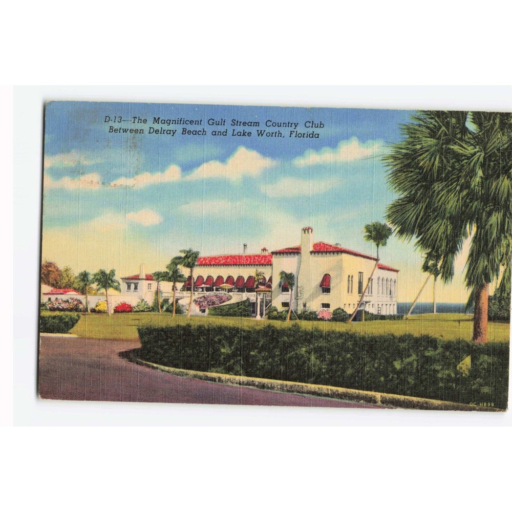 Vintage Gulf Stream Country Club Postcard Delray Beach Lake Worth Florida Linen